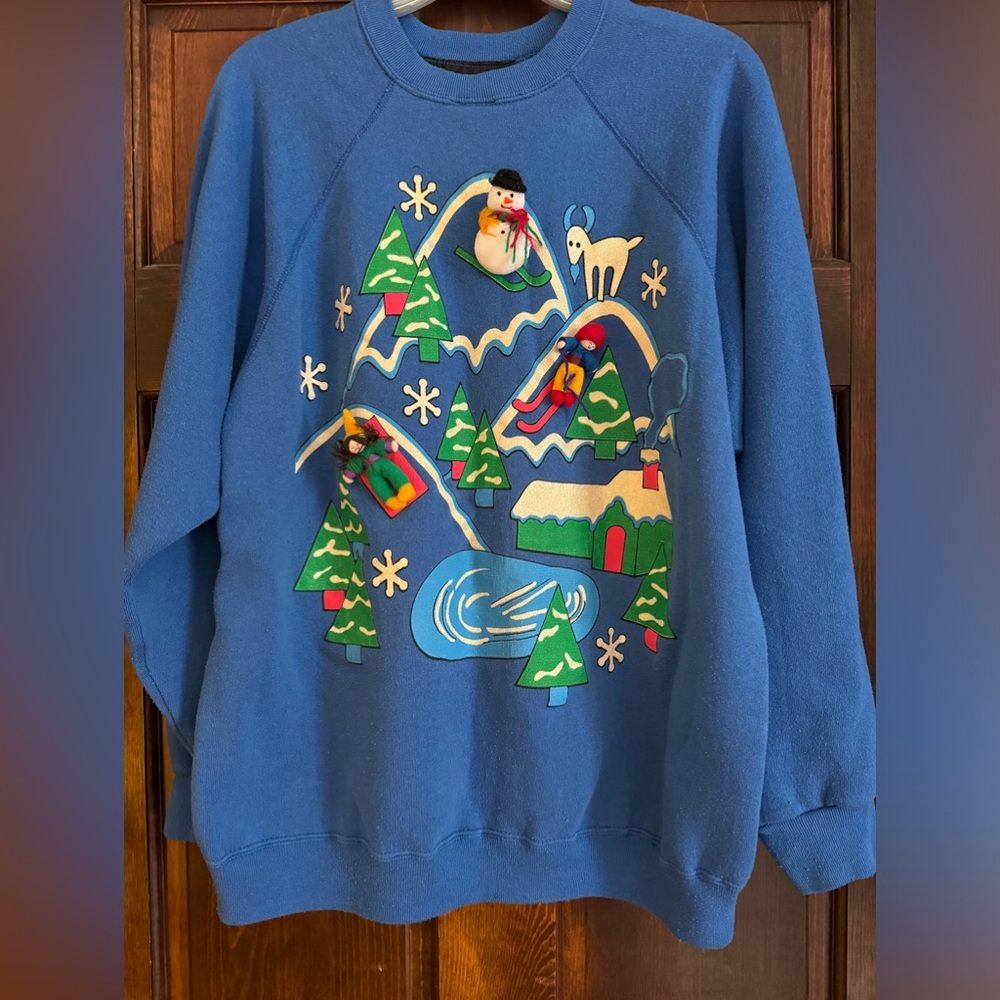 VTG MBC “Ugly” Christmas Sweatshirt Sweater Women’s L/XL Stuffed Dolls Attached